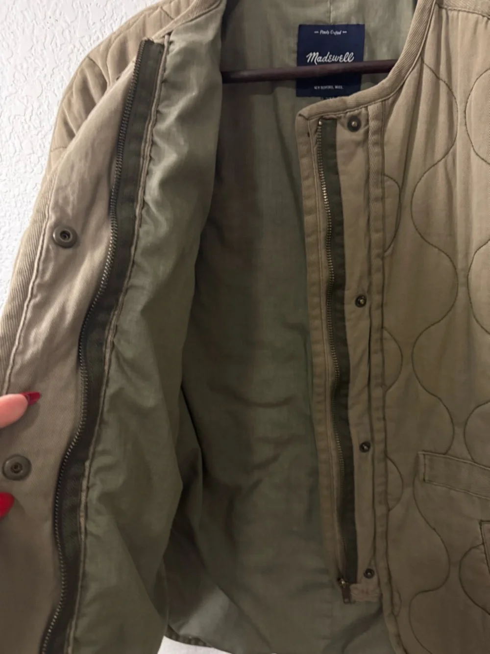 Madewell Quilted Jacket‎ in Olive Green